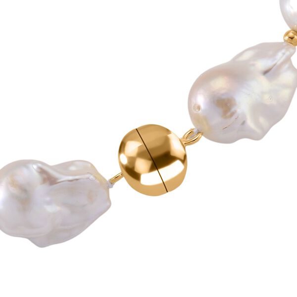 D'Joy AAAA Wei&szlig;e-Barockperle (13-16 mm) Halskette ca. 50 cm 925 Silber vergoldet image number 6