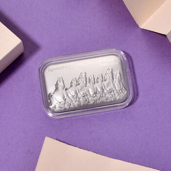 999er Platin-Folie mit Pferdemotiv, 300mg, 3,5cm