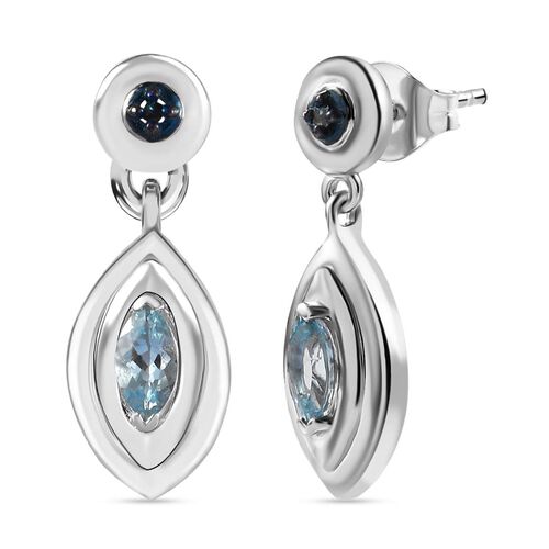 AA Espirito Santo Aquamarin, Blauer Diamant Ohrringe 925 Silber rhodiniert ca. 0.46 ct image number 0