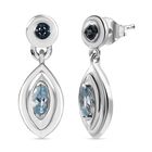 AA Espirito Santo Aquamarin, Blauer Diamant Ohrringe 925 Silber rhodiniert ca. 0.46 ct