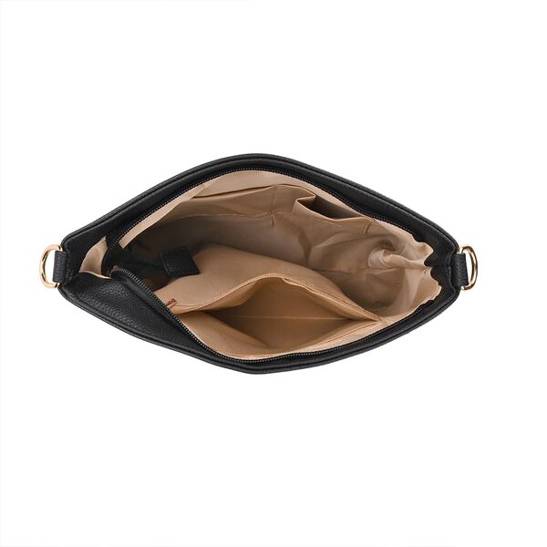 Crossbody-Tasche mit Steppmuster und Schultergurt, 3 Rei&szlig;verschlussf&auml;cher, 21x13x7,5cm, Schwarz image number 5