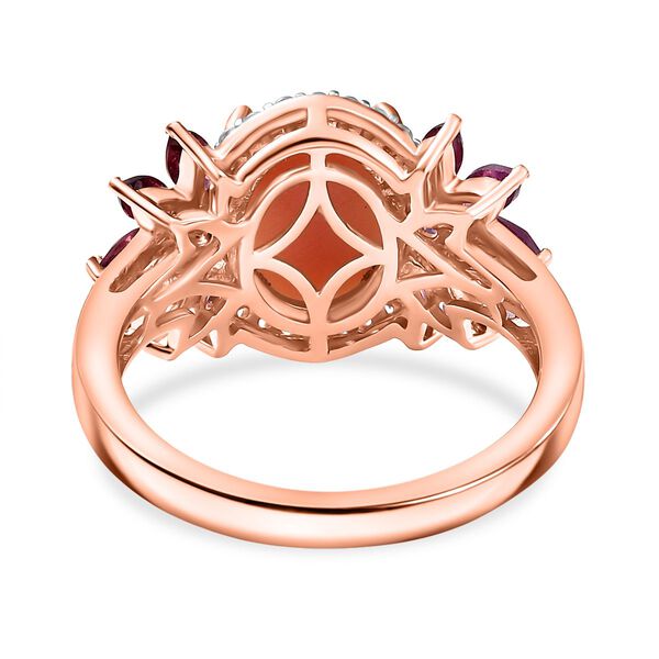 Naturinspiriert - AA Vinicunca-Peruanischer Opal, Nat&uuml;rlicher Rhodolith Granat Ring 925 Silber 750 ros&eacute;vergoldet (Gr&ouml;&szlig;e 21.00) ca. 3.83 ct image number 4