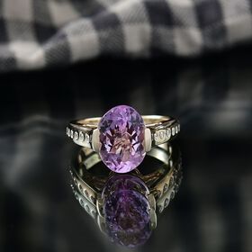 AAA Martha Rocha Kunzite, Weißer Diamant Ring 375 Gold (Größe 18.00) ca. 5,38 ct