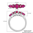 Fissure gefüllt Rubin 5 Stein Ring 925 Silber Platin-Überzug image number 6