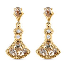 AAA Turkizit und weiße Zirkon-Ohrringe, 925 Silber Gelbgold Vermeil ca. 1,77 ct