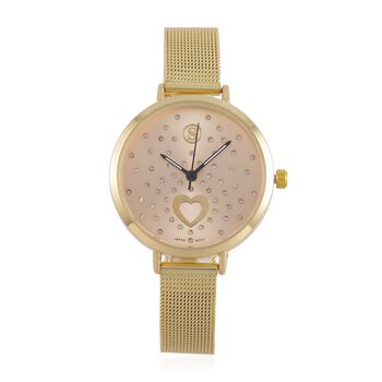 STRADA - Japanisches Uhrwerk, Wei&szlig;er Kristall, 8.5 cm 316L Edelstahl, goldfarben