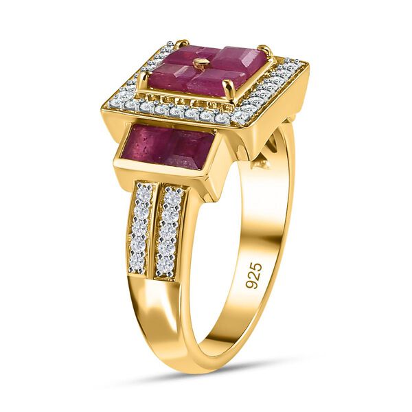 Afrikanischer Rubin-Ring, (Fissure gefüllt), 925 Silber Gelbgold Vermeil image number 5