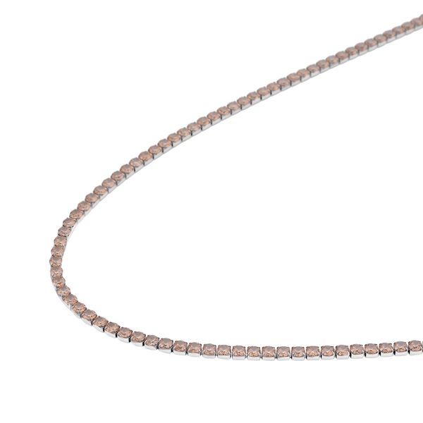 Champagner Zirkonia Halskette, ca. 38 cm, Edelstahl image number 3