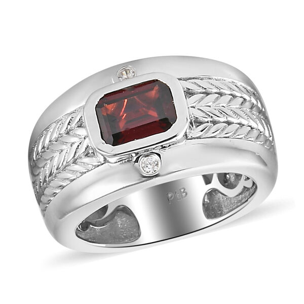 Roter Granat und Zirkon Ring Messing Ionenbeschichtetes Platin  ca. 1,24 ct image number 4