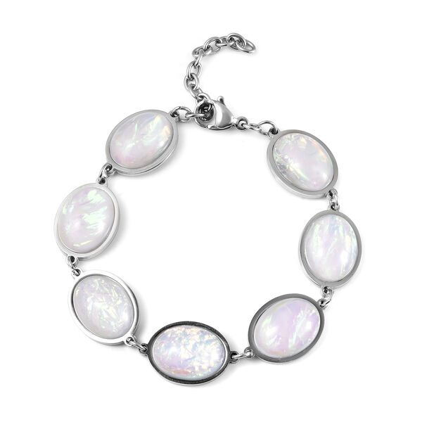 Synthetisches Opal-Harz-Armband in Silberton