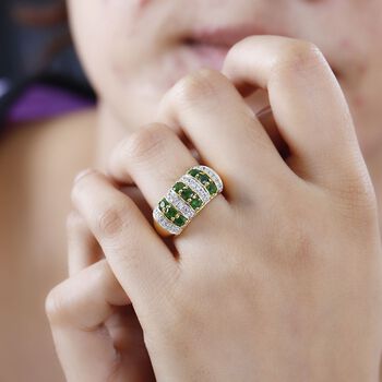 Nat&uuml;rlicher Chromdiopsid und Zirkon-Ring - 1,66 ct.