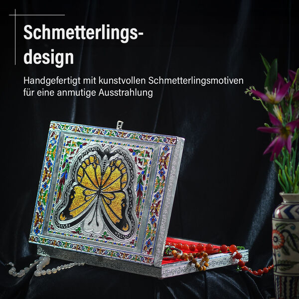 Minakari-Ringbox, Schmetterlingsdesign, für 150 Ringe, 35,6x25x5,8 cm image number 2