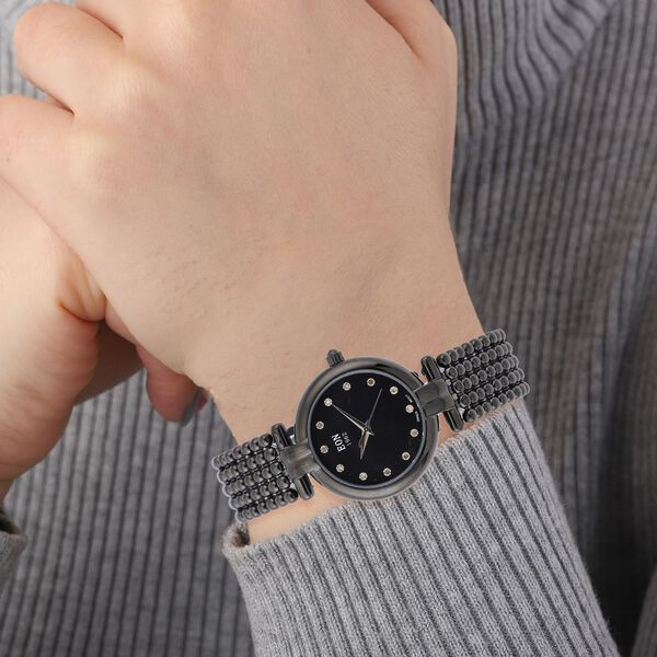 EON 1962 - Edle Armbanduhr mit nat&uuml;rlichen Champagner Diamanten, 8.5 cm, schweizer Uhrwerk, Edelstahl ca. 0.12 ct image number 2