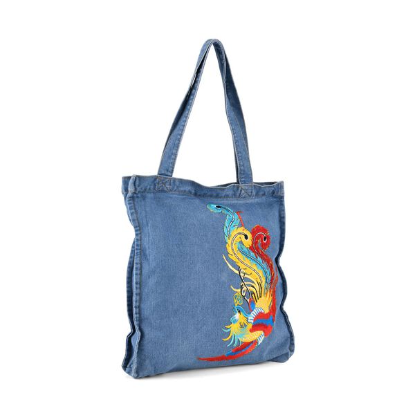 Shoppertasche, 33x35x5cm, Blau, Ph&ouml;nix-Stickerei