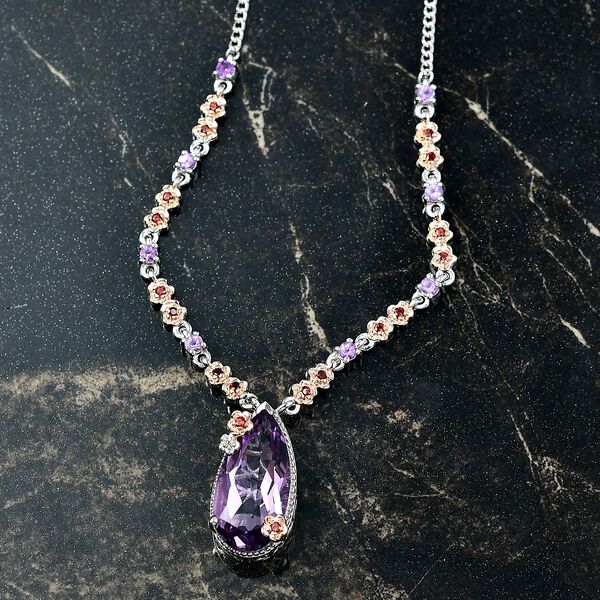 D'Joy AAA Rose De France Amethyst Halskette ca. 45 cm 925 Silber ca. 8,96 ct. image number 2