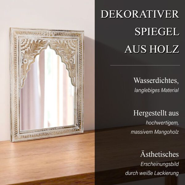 NAKKASHI - handgefertigter Wandspiegel aus Mangoholz, 61 x 45 cm image number 2
