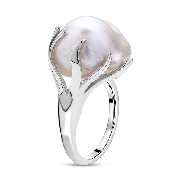 Wei&szlig;er Barockperlen und Zirkon-Ring - 15-25 mm image number 5