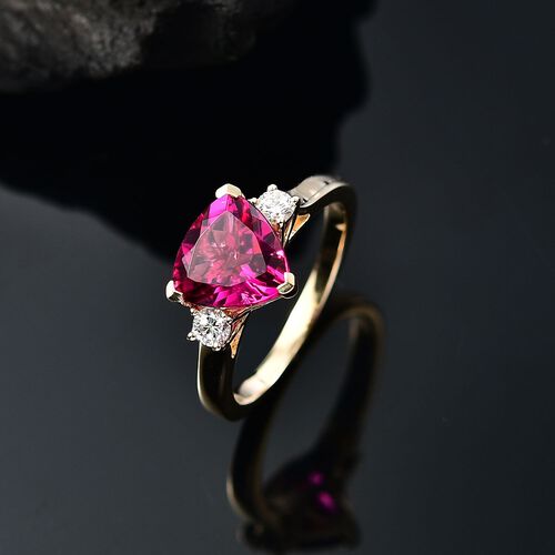 AAA Lab Grown Bixbite, Lab Grown Diamant Ring 417 Gold (Größe 17.00) ca. 3,45 ct image number 1
