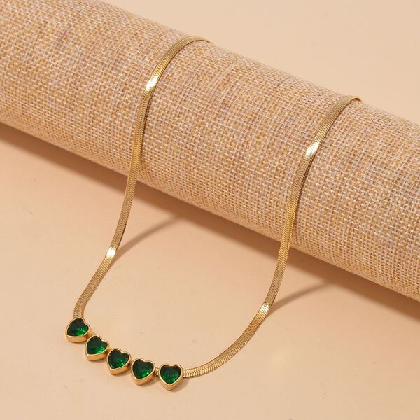 Neongr&uuml;ne Kristall-Halskette, 50 cm image number 1