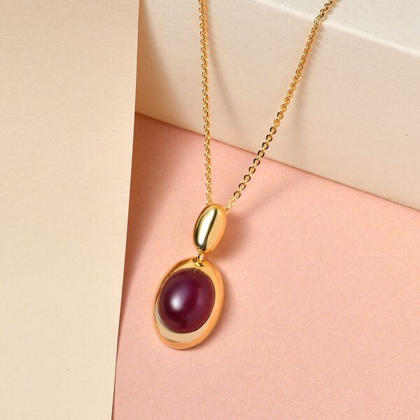 Afrikanischer Rubin (Fissure gef&uuml;llt) Anh&auml;nger mit Kette, 925 Silber vergoldet ca. 4.28 ct image number 3