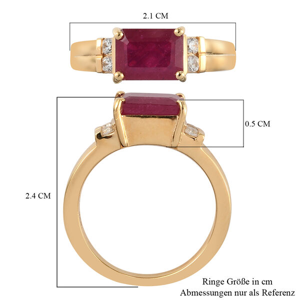 Afrikanischer Rubin (Fissure gefüllt) und Zirkon Ring 925 Silber vergoldet image number 7