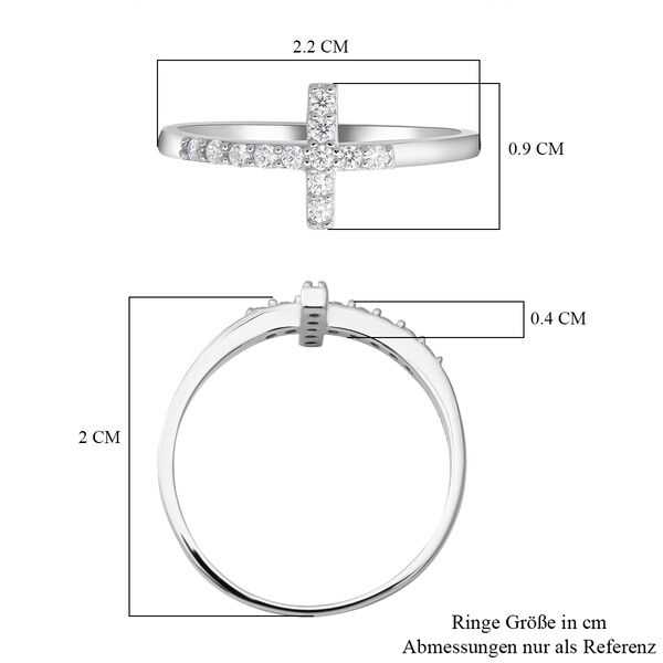 Lustro Stella - Wei&szlig;er Zirkonia Kreuz-Ring, 925 Silber rhodiniert  ca. 0,18 ct image number 4