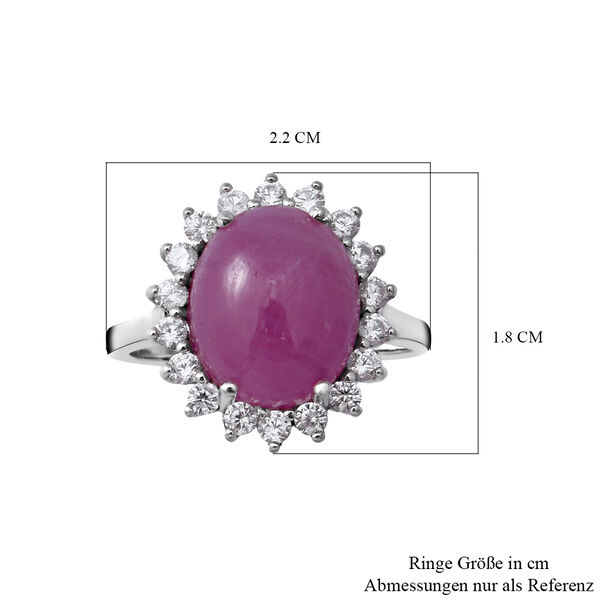 Natürlicher, rosa Saphir und Zirkon-Halo-Ring, 925 Silber platiniert, 8,34 ct. image number 5
