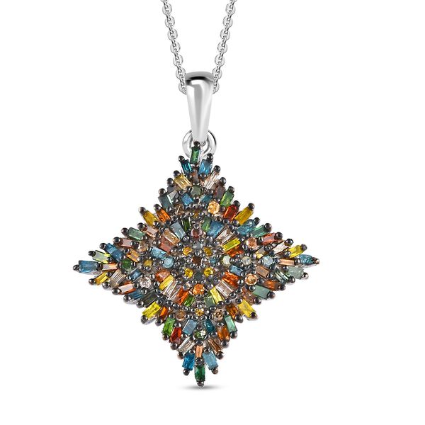 Mehrfarbiger Diamant-Anh&auml;nger mit 50cm Kette - 1 ct.