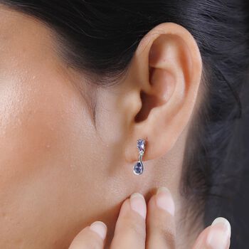 Tansanit und Zirkon Ohrh&auml;nger - 0,86 ct.