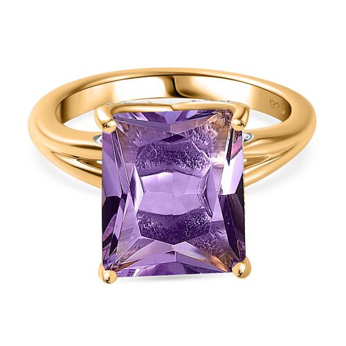Rose De France Amethyst, Weißer Zirkon Ring, 925 Silber Gelbgold Vermeil (Größe 18.00) ca. 6.13 ct image number 0