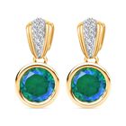 Pfau Quarz Triplette, Weißer Zirkon Ohrringe 925 Silber 750 Gelbgold Vermeil ca. 2,89 ct.