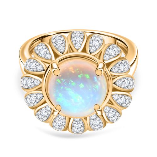 D'Joy AA Natürlicher, äthiopischer Welo Opal, Moissanit Ring 925 Silber 750 Gelbgold Vermeil (Größe 17.00) ca. 2,73 ct image number 0