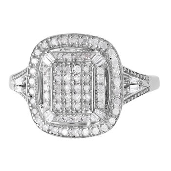 Wei&szlig;er Diamant P3 Ringe 925 Silber platiniert (Gr&ouml;&szlig;e 17.00) ca. 0.50 ct