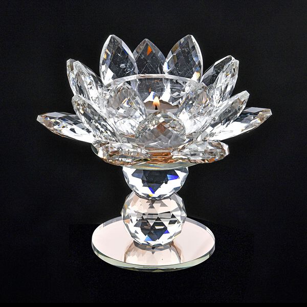 The 5th Season - Lotus-Design-Kristall-Kerzenhalter, Champagner, 7.5x13cm image number 2