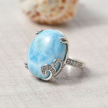 D'Joy Larimar und Zirkon Ring - 18,43 ct.