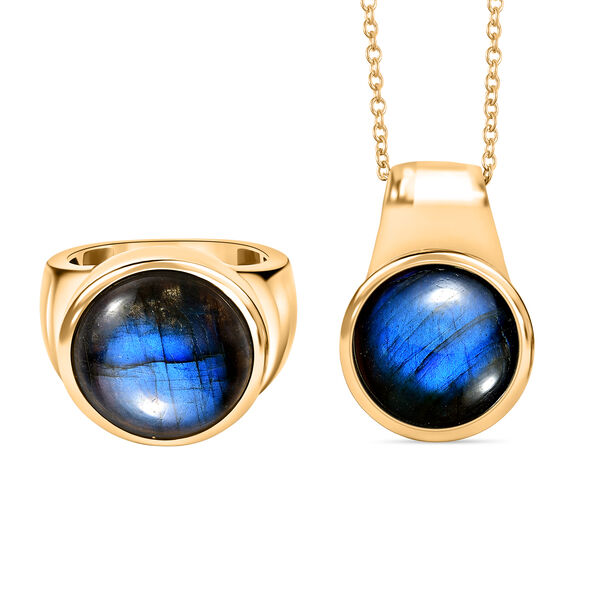 EVER TRUE AAA Labradorit Schmuckset ca. 50 cm (Größe 17) ca. 30,00 ct. image number 0