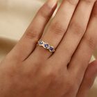 Tansanit und Zirkon 3 Stein Ring 925 Silber 585 Vergoldet image number 2
