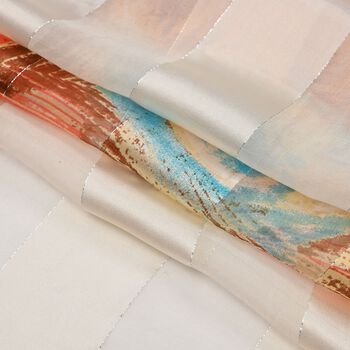 LA MAREY 100% Maulbeerseiden Schal, Apricot und wei&szlig;