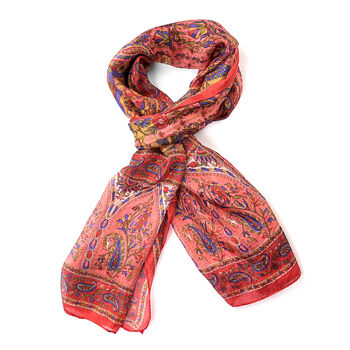 LA MAREY Seidenschal, 50x170cm, 100% Seide, Rot