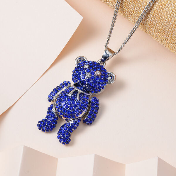 Blauer Kristall, Wei&szlig;er Kristall Halskette ca. 73.75 cm + 5 cm Extender, Reine Legierung image number 1