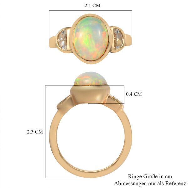 Nat&uuml;rlicher, &auml;thiopischer Opal und Zirkon-Ring, 925 Silber Gelbgold Vermeil  ca. 2,48 ct image number 7