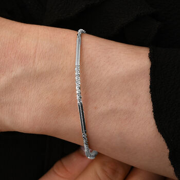 Diamantschliff Rockkette Armband 19cm in rhodiniertem Silber
