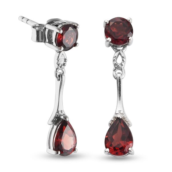 Roter Granat Tropfen Ohrh&auml;nger 925 Silber platiniert ca. 2,99 ct&nbsp; image number 4
