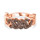 GP Amore Kollektion, Kanchanaburi Blauer Saphir, Natürlicher Champagner Diamant Ring, 925 Silber Roségold Vermeil (Größe 19.00) ca. 0.51 ct