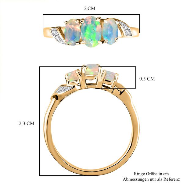 AA Nat&uuml;rlicher, &auml;thiopischer Welo Opal Ring 925 Silber 750 Gelbgold Vermeil (Gr&ouml;&szlig;e 17.00) ca. 0,68 ct image number 8
