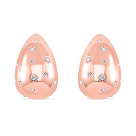 Weißer Zirkonia Ohrringe Reiner Edelstahl IP Rosa Plattierung