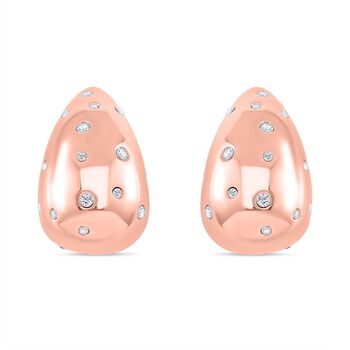 Wei&szlig;er Zirkonia Ohrringe Reiner Edelstahl IP Rosa Plattierung