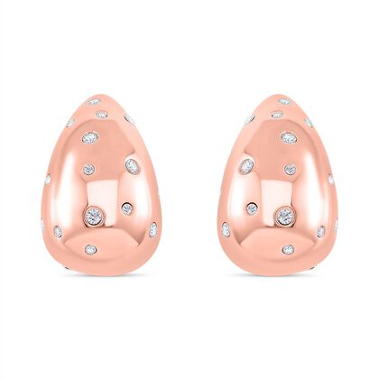 Wei&szlig;er Zirkonia Ohrringe Reiner Edelstahl IP Rosa Plattierung