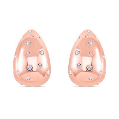 Weißer Zirkonia Ohrringe Reiner Edelstahl IP Rosa Plattierung image number 0