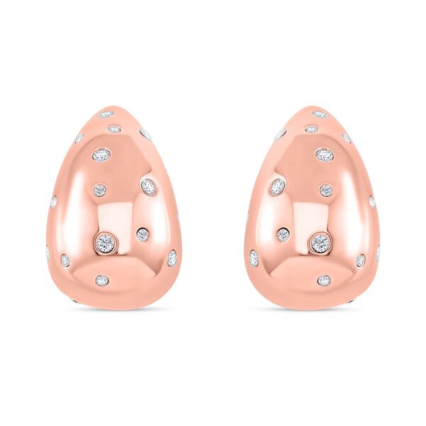 Wei&szlig;er Zirkonia Ohrringe Reiner Edelstahl IP Rosa Plattierung